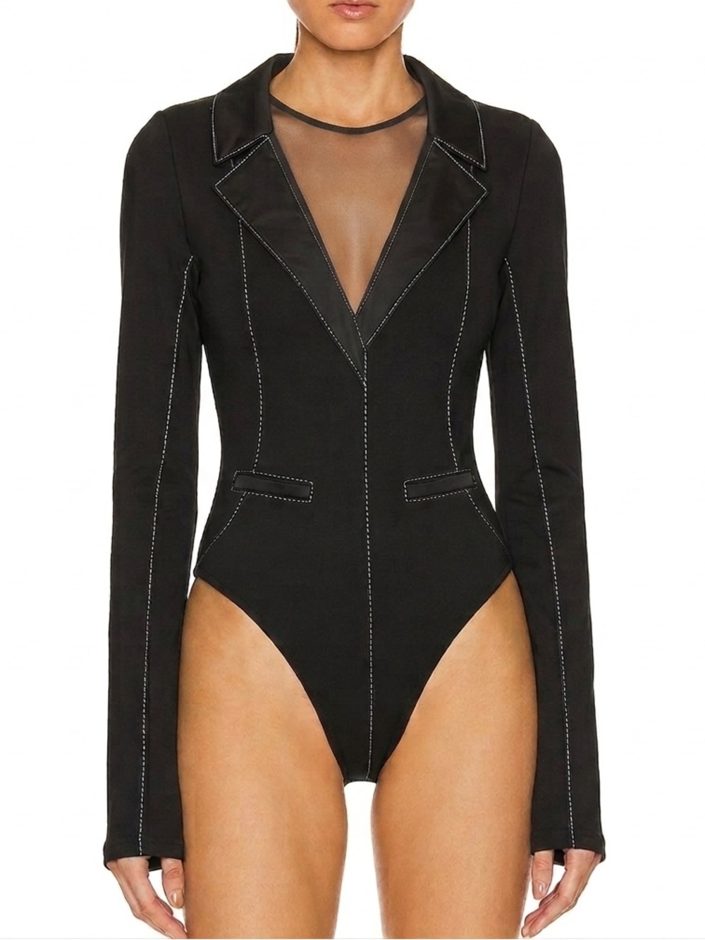 NWT Manière De Voir Black Blazer Bodysuit Size 8